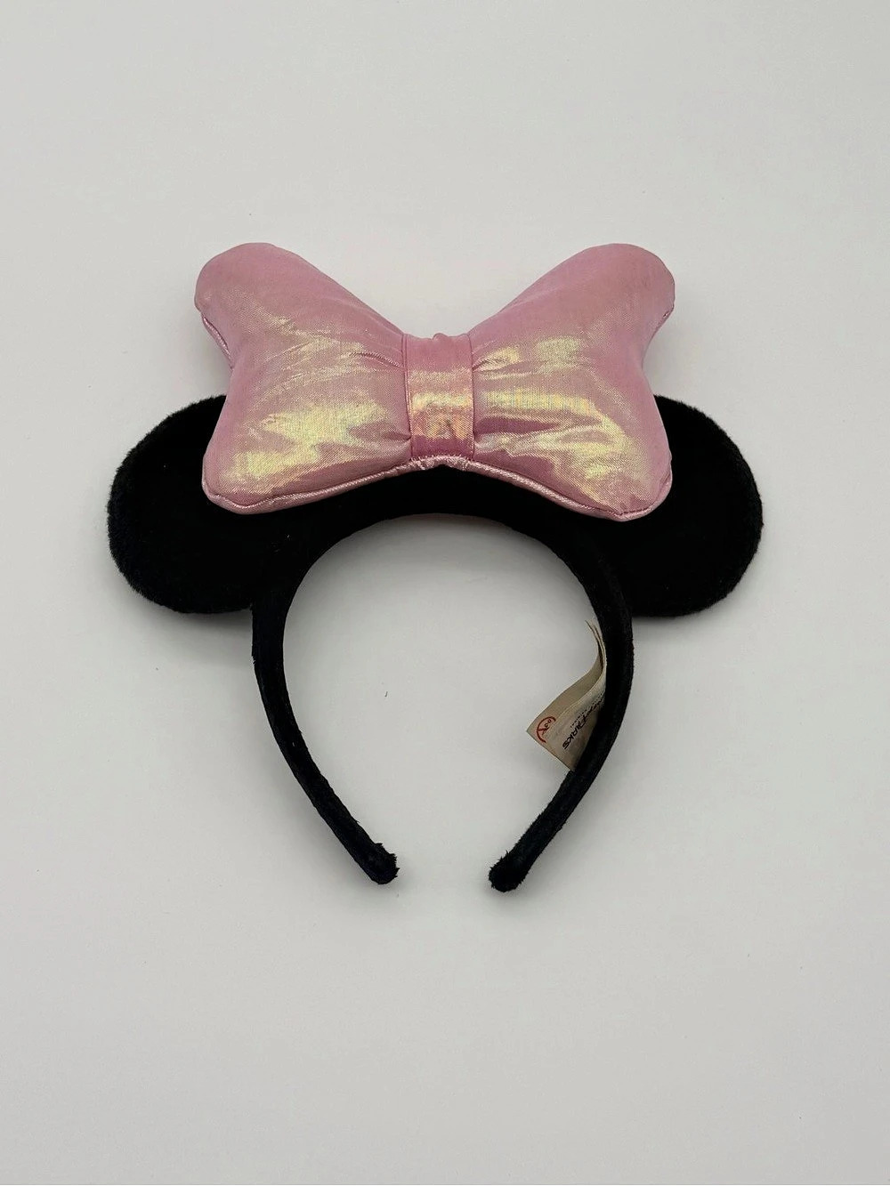 Disney Parks Minnie Mouse Ear Headband - Black Ears with Pink Metallic Bow